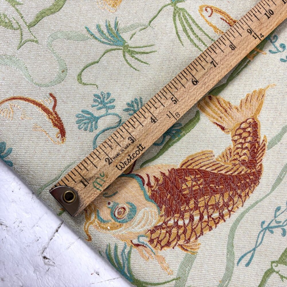 Koi Japanese inspired Jacquard woven Upholstery Fabric Remnant 40" x 52" NWOT - Picture 14 of 15